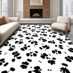 Bold Black White Floral Dotted Pattern Rug