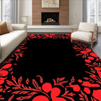 Vibrant Red Foliage Frame Rug