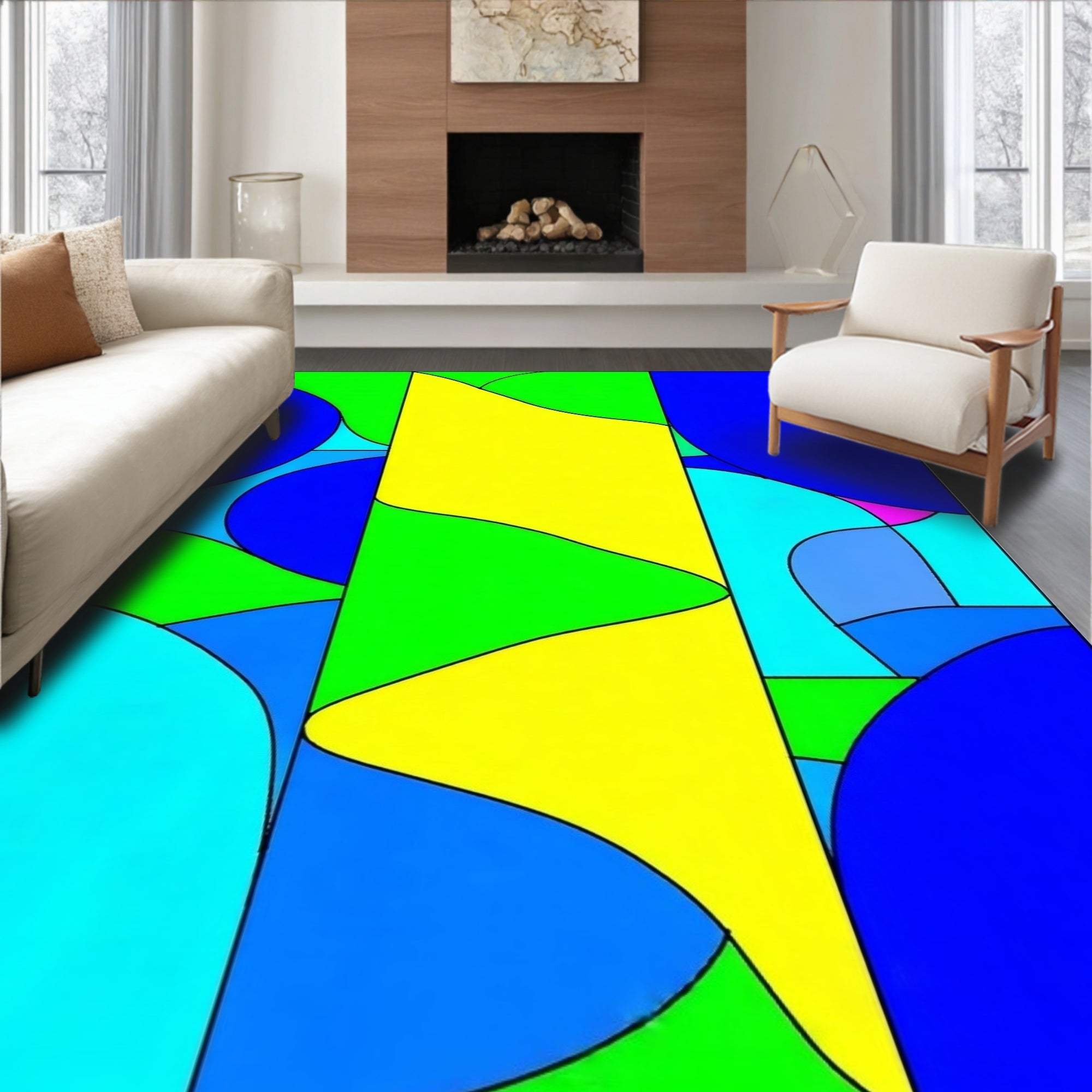 Vivid Abstract Geo Forms Rug