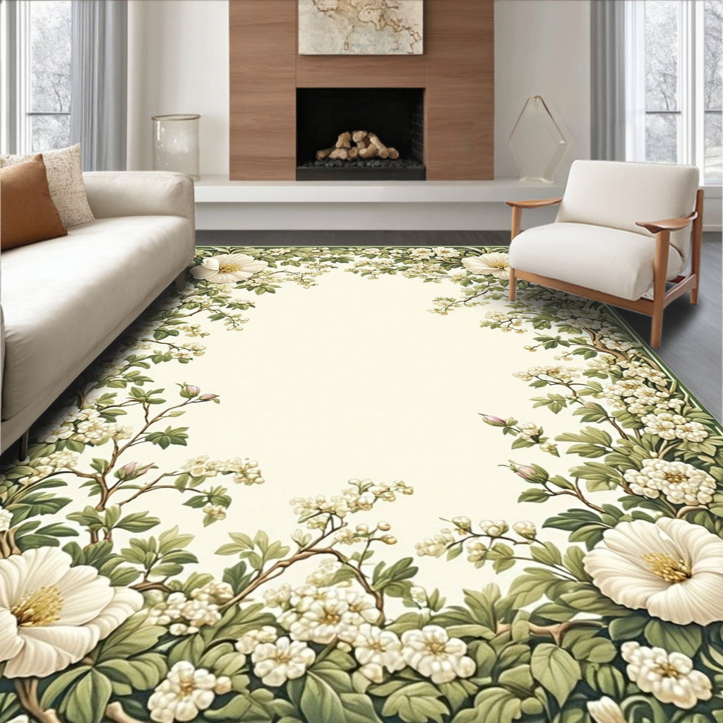 Greenery Floral Blossom Pattern Rug