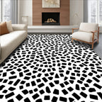 Abstract Scattered Black Tessellation Pattern Rug