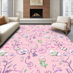 Whimsical Frog Floral Sketch Design Rug
