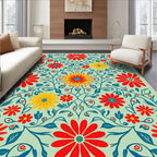 Vibrant Floral Vine Pattern Design Rug