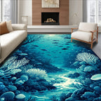 Abyssal Ocean Life Scene Rug
