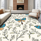 Nature Butterfly Botanical Art Rug