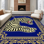 Bold Tiger With Gold Ornate Frame Rug