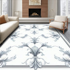 Elegant Scroll Patterned Gray Rug