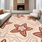 Terra Cotta Flower Wavy Pattern Rug