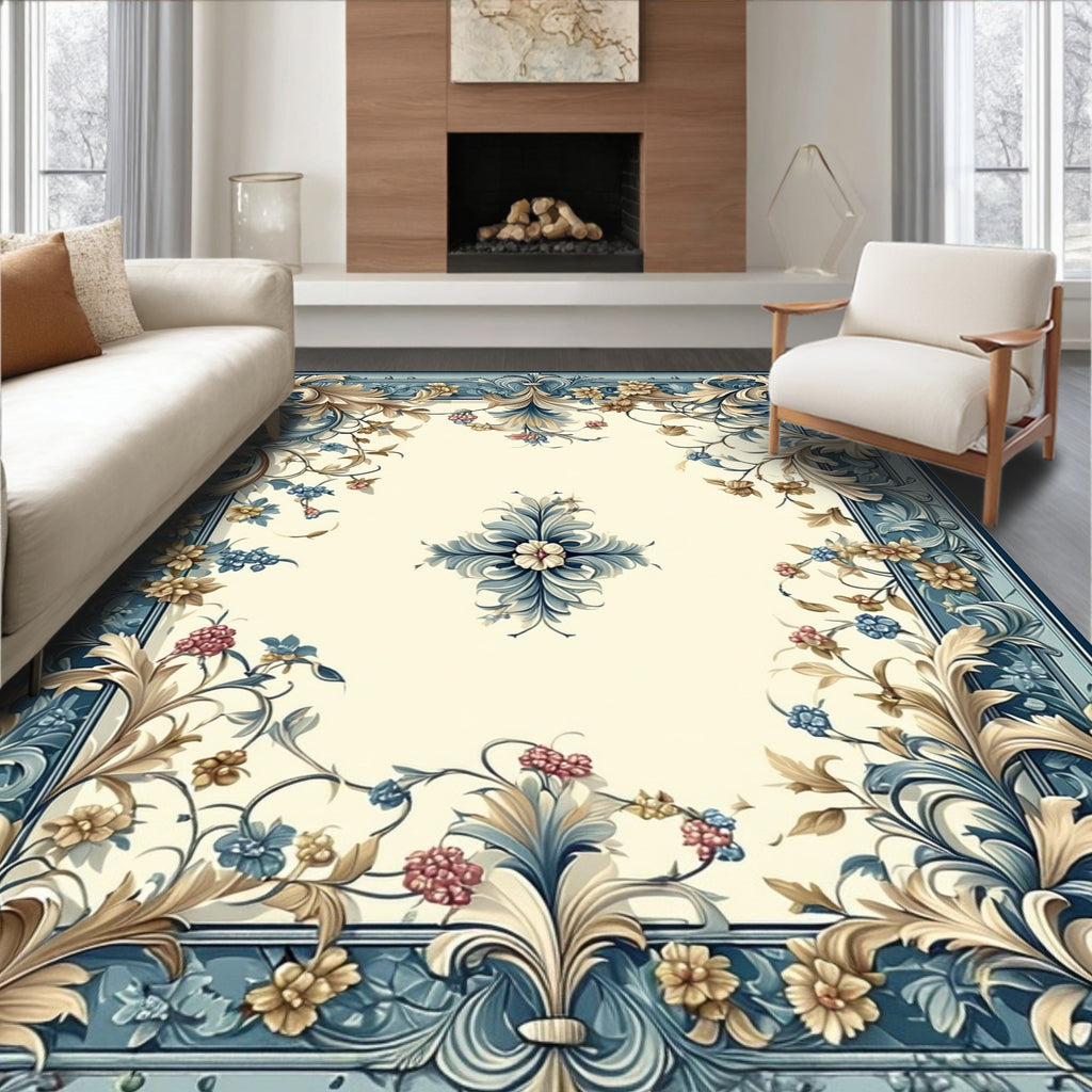 Intricate Floral Swirls Patterned Rug