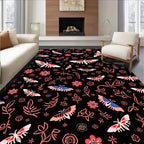 Whimsical Moths Flowers Pattern Rug
