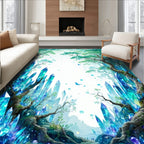 Emerald Crystal Forest Fantasy Rug