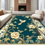 Elegant Avian Floral Art Nouveau Design Rug