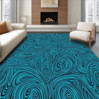 Aqua Swirls With Black Lines Rug