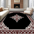 Traditional Maroon Cream Floral Rug
