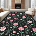 Pink Floral Swirl Pattern Rug