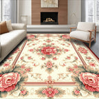 Elegant Pink Floral Frame Design Rug