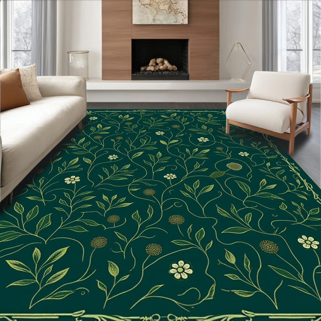 Whimsical Floral Botanical Vines Design Rug