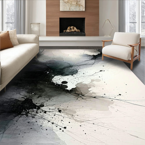 Abstract Ink Splatter Swirls Rug