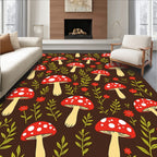 Whimsical Mushroom Floral Pattern Rug