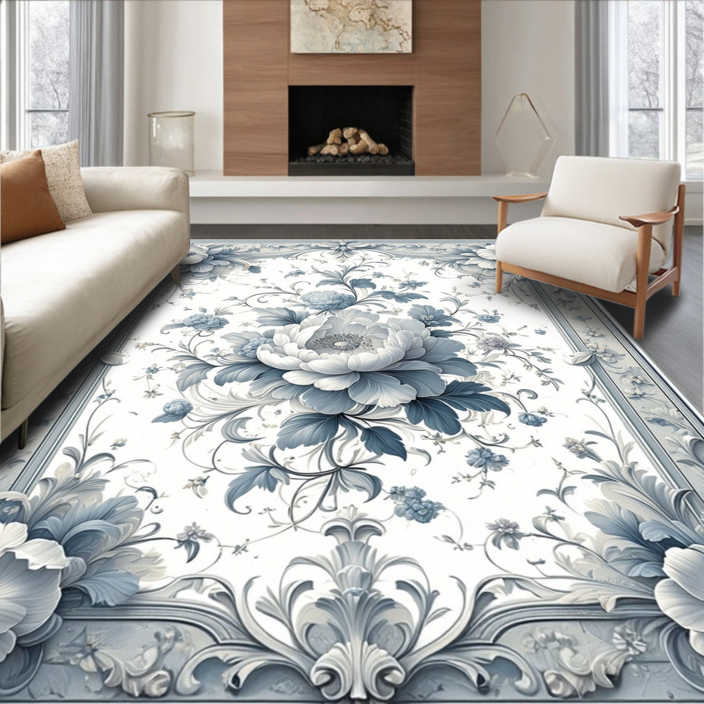 Elegant Floral Scrollwork Pattern Rug