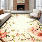 Elegant Pink Floral Vine Pattern Rug