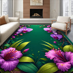 Tropical Orchid Floral Pattern Rug