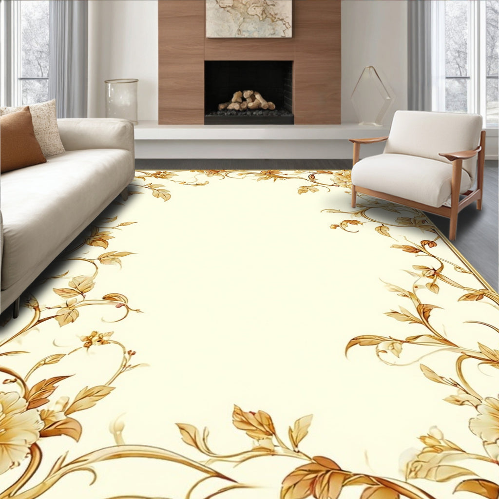 Antique Floral Vine With Peony Design Rug