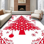 Crimson Christmas Tree Snowflake Garland Rug