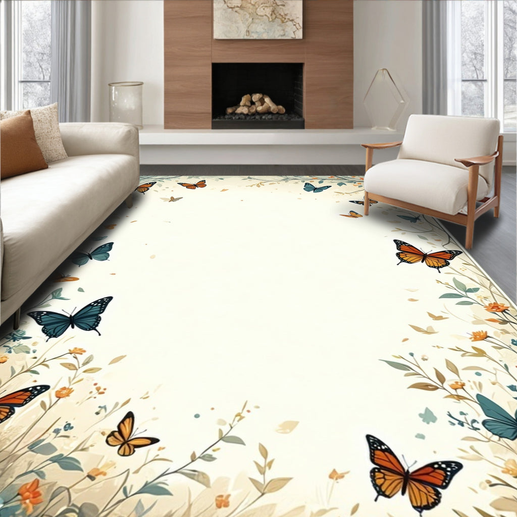 Vibrant Butterflies In Spring Garden Rug