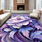 Lavender Floral Scroll Pattern Rug