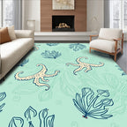 Sea Creatures Aquatic Plants Pattern Rug