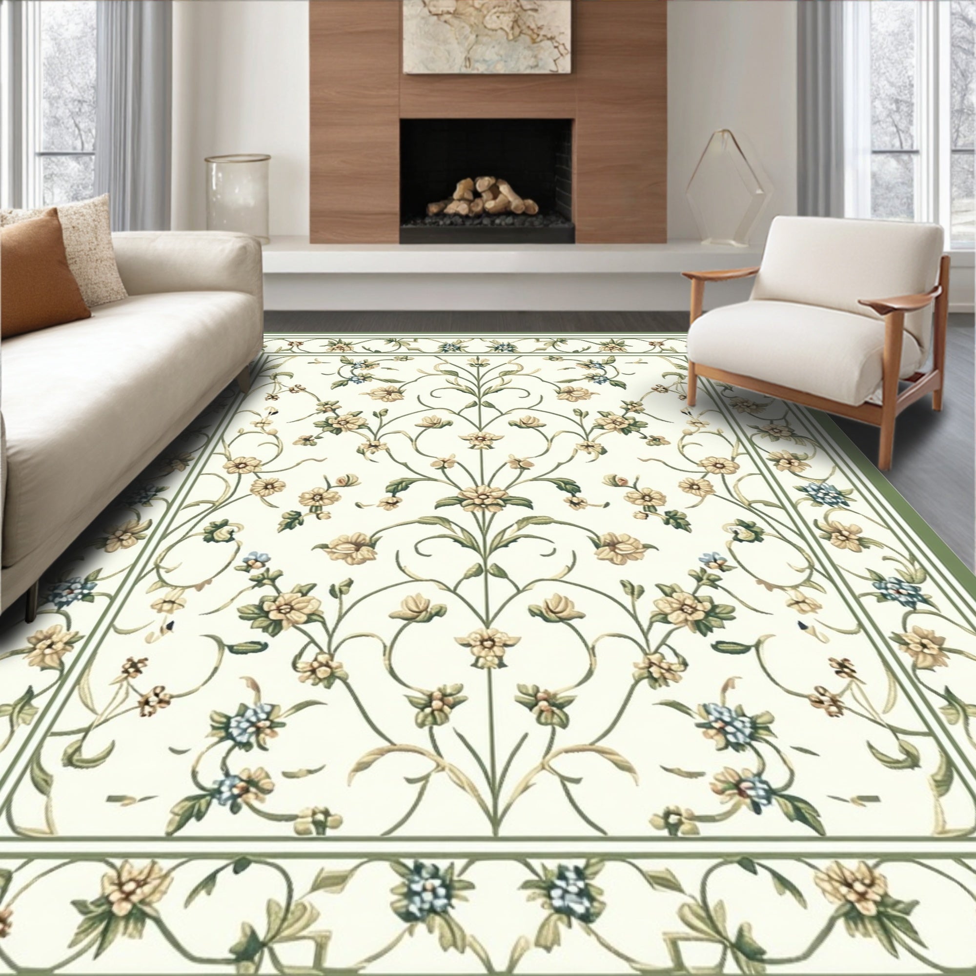 Elegant Floral Vine Pattern Rug
