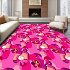 Bold Abstract Pink Floral Pattern Rug