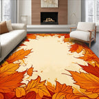 Autumn Leaves Swirling Border Design Rug