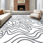Abstract Wavy Contour Line Pattern Rug