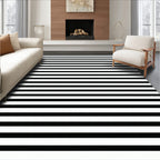 Bold Black White Horizontal Stripes Rug
