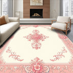 Pink Floral Vintage Scroll Pattern Rug