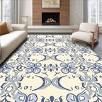 Classic Blue Cream Floral Pattern Rug