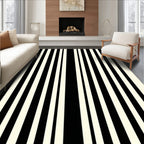 Bold Black White Stripe Pattern Rug