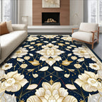 Midnight Floral Gold Intricate Rug