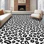 Bold Black Leopard Print Design Rug