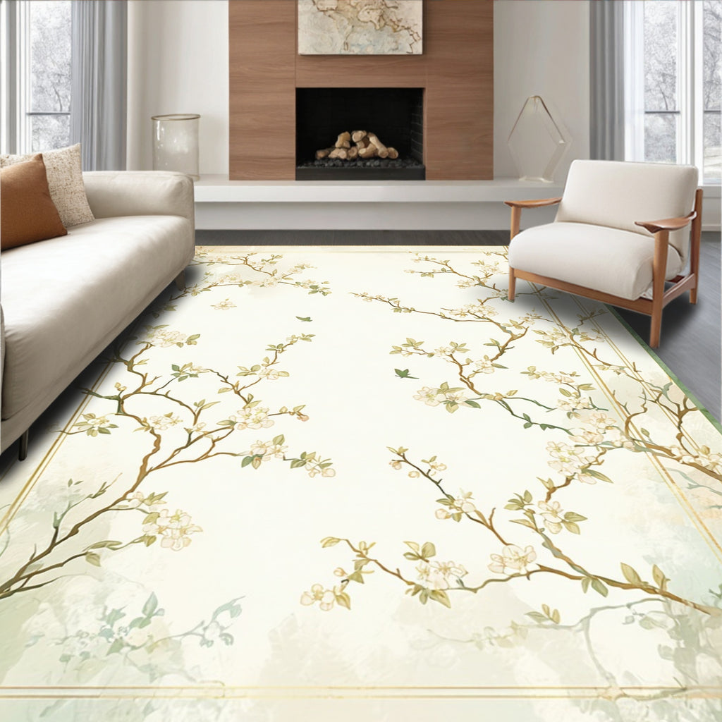 Elegant Plum Blossom Branch Design Rug