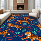 Playful Tiger Jungle Pattern Rug