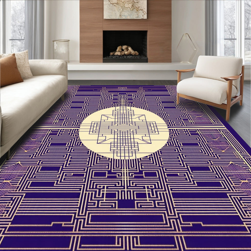 Art Deco Geometric Sun Pattern Rug