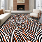 Bold Orange Zebra Stripe Pattern Rug