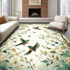 Whimsical Birds Floral Nature Pattern Rug