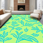 Lush Teal Leaf Pattern Rug