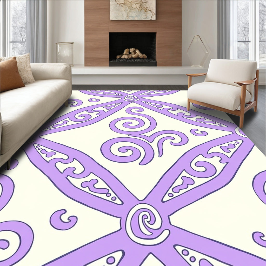 Lavender Swirl Scroll Pattern Rug