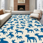 Blue Animal Silhouette Pattern Rug