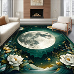 Celestial Moon Floral Art Nouveau Rug
